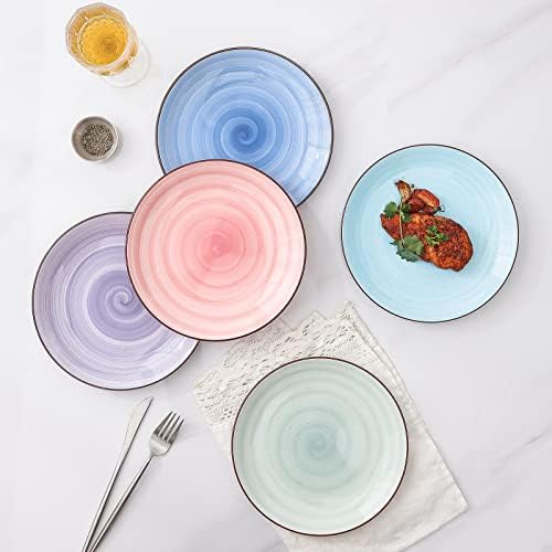 Selamica Ceramic 8 inch Dinner Plates, Small Dessert Salad Plates, Porcelain Serving Plate for Appetizer, Pancakes, Steak, Set of 6, Gradient Color - Image 3