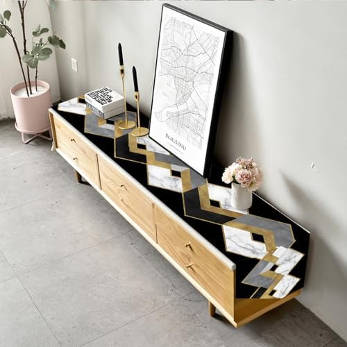ANNA QUEEN Modern Black and Gold Marble Table Runner and Placemats Set of 6, 13"x72" Table Runner with 12"x18" Placemats, Geometric Luxury Dining Table Decor for 4 to 6 People - Image 6