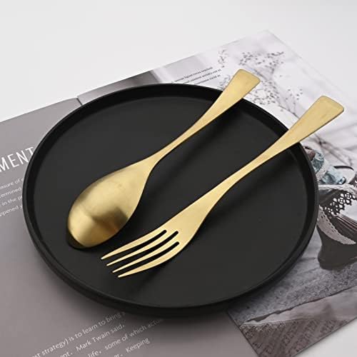 Luxury 18/10 Stainless Steel Matte Champagne gold Flatware Set - Silverware Cutlery Utensil Set Steak Knife Spoon and Fork Knife Serving Set,Service for 1 (6-Piece) - Image 2