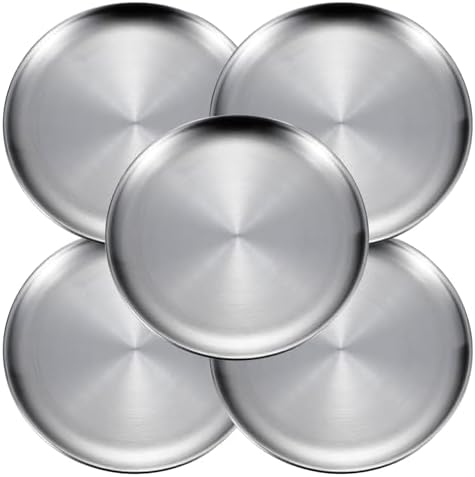 Small Stainless Steel Plates,5 Pcs 5.5 Inchs Metal Plate by ICSTM