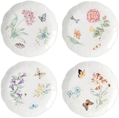 Lenox Butterfly Meadow Porcelain Dinner Plate Set for 4 by Lenox