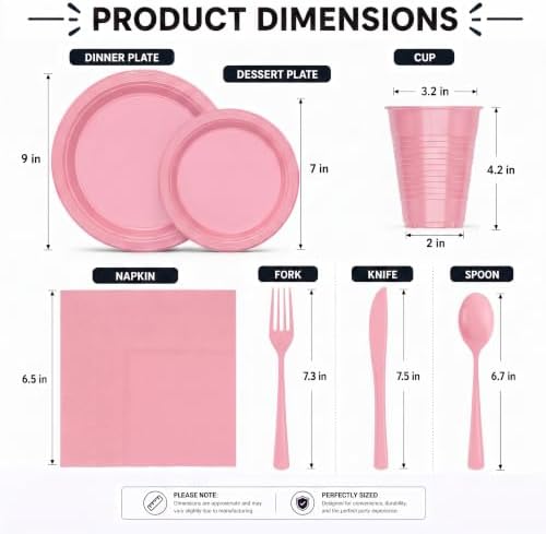 Exquisite 350 Pcs Pink Plates and Napkins Party Supplies Plate Sets - Image 3