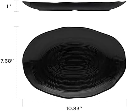 TP 10" Serving Platters Set of 4, Oval Melamine Serving Trays for Appetizers Desserts Pasta Snacks Sushi, Unbreakable Plates for Dinner and Party, Black - Image 3