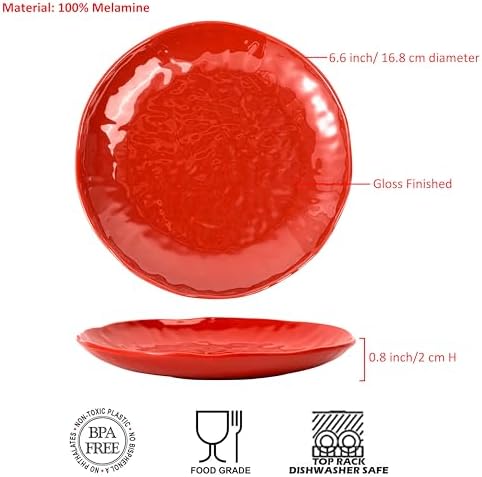 6.75 inch Melamine Plates, Round Salad Dessert Appetizer Plates for Kitchen, Small Plates, Set of 6 Multicolor Dishwasher Safe Shatter Resistant - Image 2