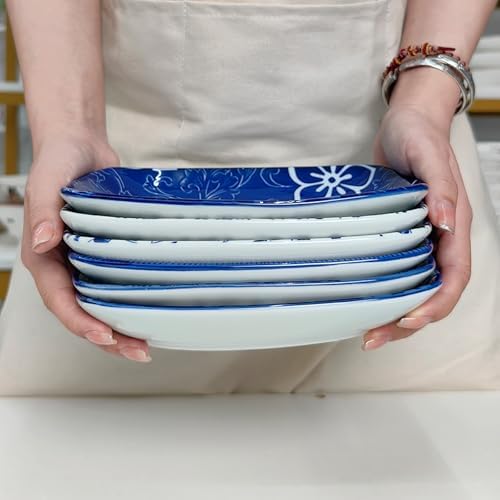 Japanese 7.75Inch Ceramic Square Dessert Plate Set of 6, Table Decor - Image 6