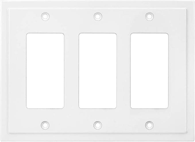 Henne Bery Modern Edge Decorative Wall Plate Switch Plate Outlet Cover, Durable Solid Zinc Alloy (Triple Decorator, White)