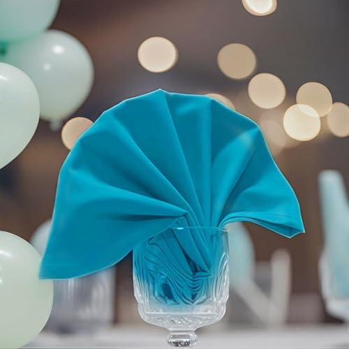 FOLINS&HOME Teal Cloth Napkins Set of 4, Decorative 17x17 Inch Napkins - Image 2