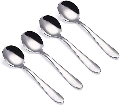 VANRA 4-Piece Children Spoons Round Stainless Steel Kids Dinner Spoons Child Silver Cutlery Set 5.8-inch (4 round spoons) by VANRA