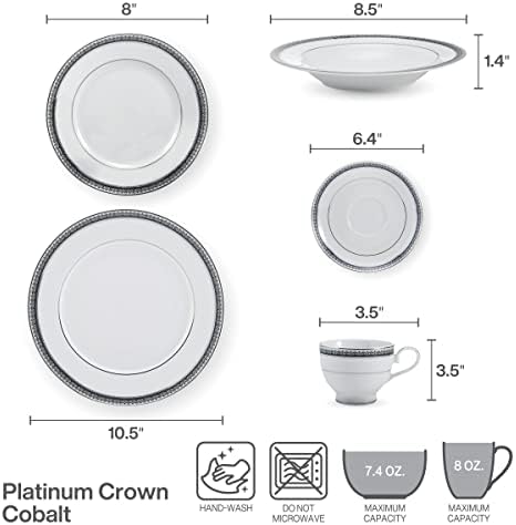 Mikasa Platinum Crown Cobalt 40-Piece Dinnerware Set, Service for 8 - Image 3