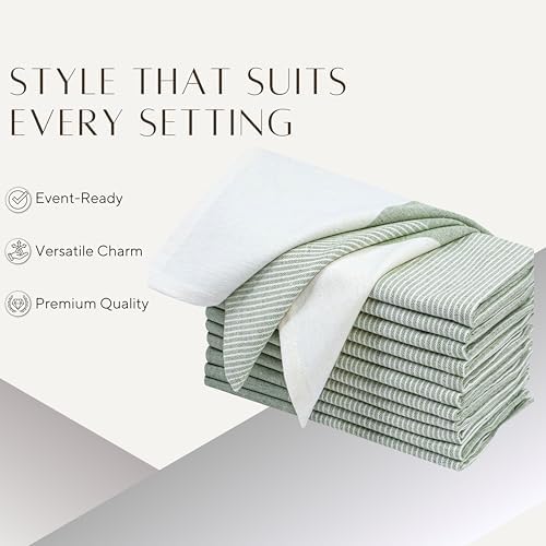 Green Cotton Cloth Napkins Set of 4, 18x18 Inch - Image 6