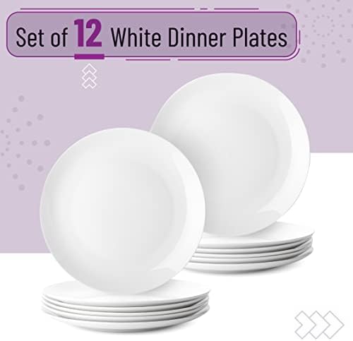 BTaT- White Dinner Plates, 10.5 inch, Set of 12, Restaurant Dishes, White Porcelain Dinner Plates - Image 2