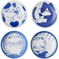 VanEnjoy Small Cute Ceramic Dishware Sets, Kawaii Cat Plates, Blue Shushi Plate Set Of 4, Japanese Plates, Dessert Plates Ceramic by VanEnjoy