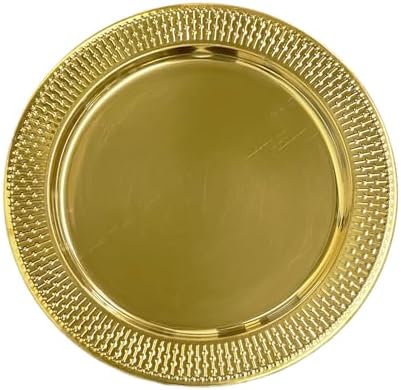 Brightalk 13-Inch Stainless Steel Beaded Charger Plates, Gold Dinner Plate Chargers Set of 6, Round Server Ware by Brightalk