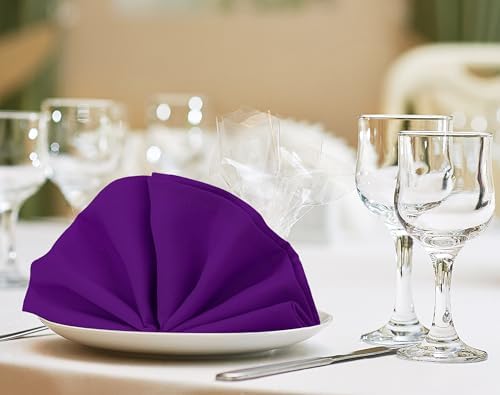 Utopia Home [24 Pack, Purple] Cloth Napkins 17x17 Inches, 100% Polyester - Image 4