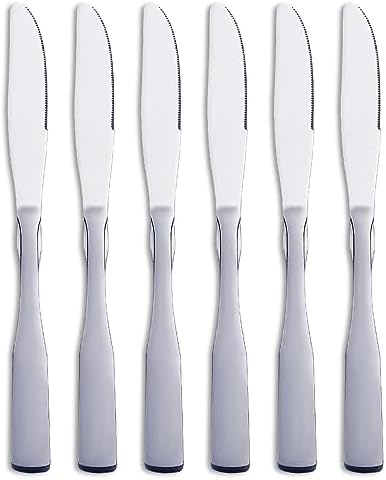 Dinner Knives, Stainless Steel 8.7" Heavy Duty Table Knife Silverware, Metal Cutlery Set, 6-Piece by FULLYWARE