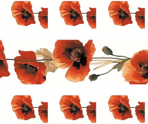 ANNA QUEEN Red Poppy Floral Table Runner and Placemats Set of 6, 13"x72" Table Runner with 12"x18" Washable Placemats, Bold Flower Dining Table Decor for 4 to 6 People Kitchen Decoration - Image 3