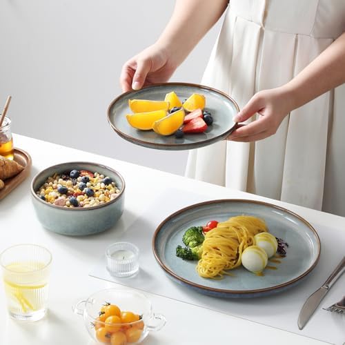 vancasso PLAYA Plates and Bowls Sets, 24 Pieces Light-Blue Dinnerware Sets for Kitchen, Reactive Glaze Dishes Set for 8, Dishwasher and Microwave Safe - Image 6