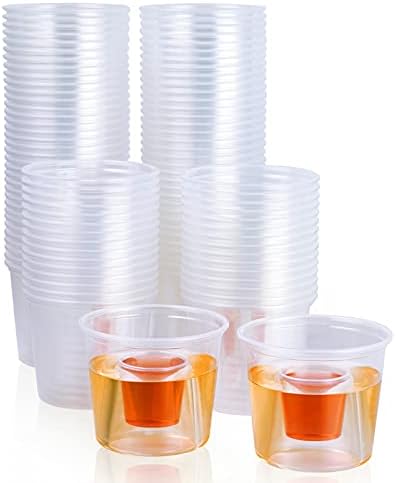 JOLLY CHEF 100 Disposable Bomber Cups, 4oz Clear Plastic Shot Glasses by JOLLYCHEF