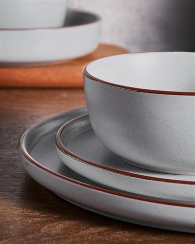 Famiware Mercury 16-Piece Dinnerware Set with Pasta Bowls,Light Grey - Image 3