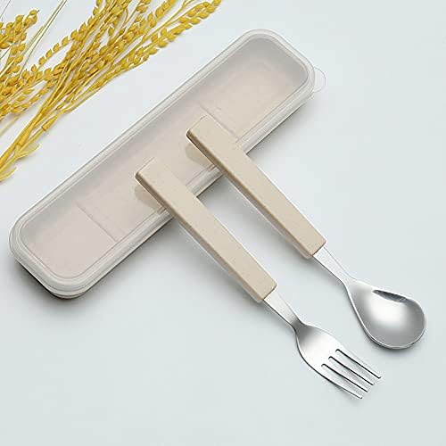 VANRA 2-Piece Children Flatware Set 18/10 Stainless Steel Child Tableware Set Silver Cutlery Set Silverware Dinner Utensils Spoon Fork Set with Travel Case for Kids Toddlers (Chrome Finished) (Cream) - Image 3