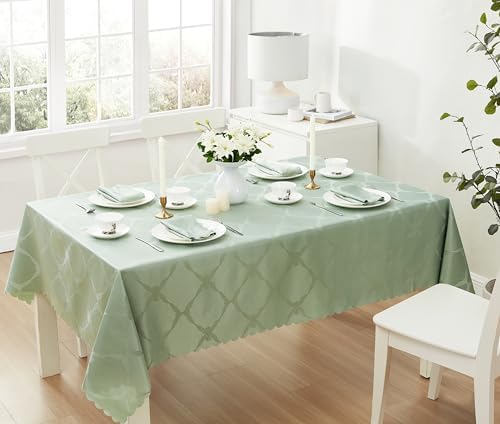 Newbridge Holiday Ribbons Bows Sage Green 60 x 144 Rectangle Tablecloth by HomeBargainsPlus