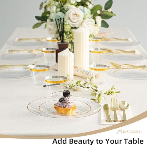 350PCS Clear Gold Plastic Dinnerware Set for 50 Guests - Image 5