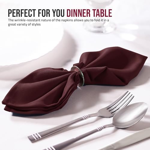 Utopia Home Burgundy Cloth Napkins (12 Pack, 20x20 Inches), Ideal Dinner Napkins for Party, Wedding and Lunch/Dinner - Image 4