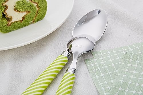 ANNOVA Silverware Set Stainless Steel Colorful Tableware Kitchen Flatware Set Utensils, Includes Dinner Knives, Forks, Spoons, Salad Forks & Dessert Spoons (Light Green, 20 Pieces) - Image 6