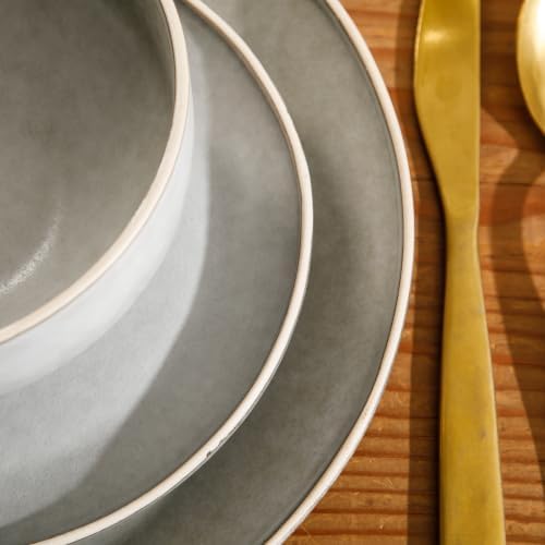 Gibson Elite Plates and Bowls Set, 12 Piece Dinnerware Set for 4, Grey - Image 7