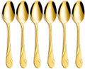 Gold Dinner Spoon Set, Seeshine 7.6-inch Stainless Steel Shiny Gold Table Spoon Silverware, Set of 6 by Seeshine