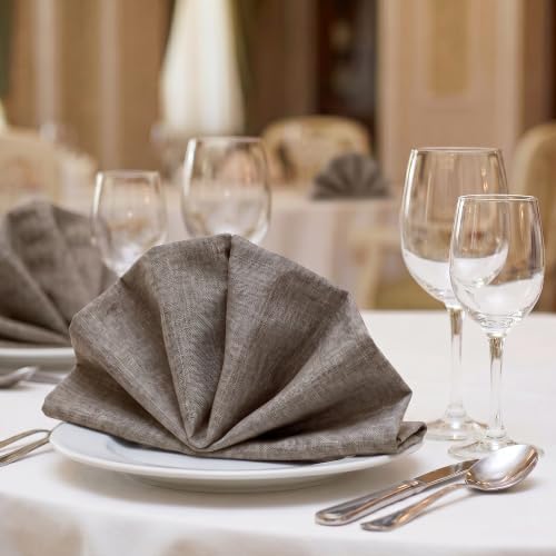 EHouseHome Waterproof Faux Linen Dinner Napkins, Set of 12, 17 x 17,Flax - Image 5