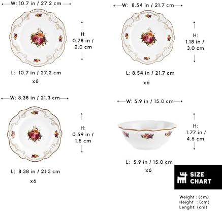 Karaca Forever Bone China Antique 24-Piece Dinner Set for 6 People, Multicolor Floral Dinnerware Set, Lightweight Fine China Plates and Bowls, Microwave and Dishwasher Safe Tableware - Image 3
