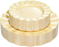 72PCS Yellow Plastic Plates, Wavy Plates with Gold Rim by QualQuot