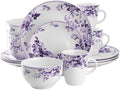 Elama Traditional Rose 16 Piece Porcelain Dinnerwar/Tableware Set, Service for 4 (Purple) by Elama