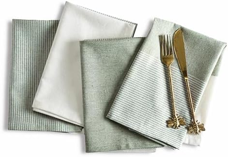 Green Cotton Cloth Napkins Set of 4, 18x18 Inch by Palisa