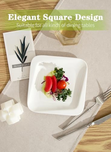 7.3 Inch Square Porcelain Dessert Plates, 10 Pieces, White - Image 3