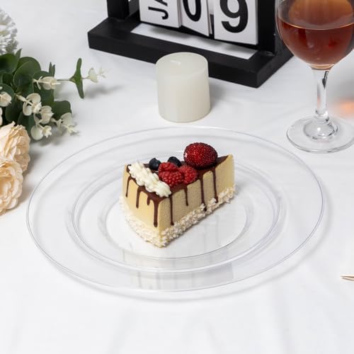 Bestluck 200PCS Clear Plastic Plates, Disposable Plates for 100 Guests - Image 2