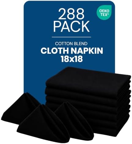 Bulk 288-Pack Cloth Napkins, 18"x18", Wrinkle Resistant, Sturdy, Black by UTOPIAKITCHEN