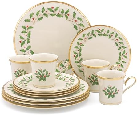 Lenox Holiday Christmas Porcelain 12-Piece Dinnerware Set with Mugs - Image 4