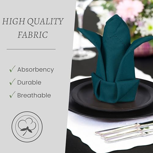 TWINY threads Set of 4 100% Cotton Cloth Napkins, 18" x 18", Teal Green - Image 6