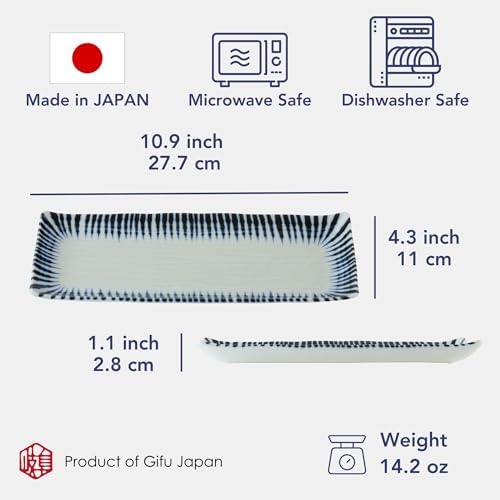 Japanese Sushi Plate Set for 2, Rectangular Plates with Soy Sauce Dishes - Image 3