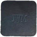 Ox & Pine Personalized Leather Coaster - Sold Individually or in Sets of 4 - Customize Inscription - 100% Full-Grain Leather – 4" Round or 4" Square (Square, Deep Ocean, 1 Individual Coaster)
