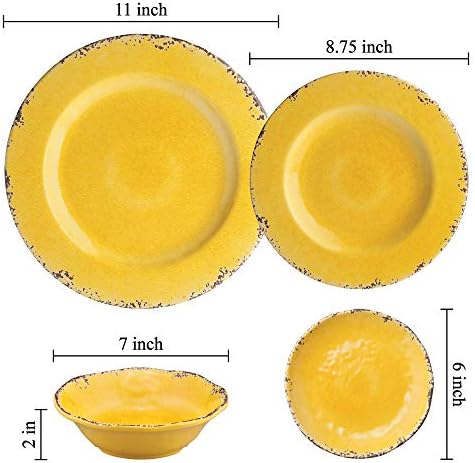 UP Crackle Melamine Round Dessert Plates, Small Serving Plates, for Appetizer, Snacks, and Side Dishes, Yellow, 6 Inch, Set of 4 - Image 5