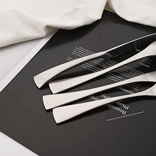 Luxury 304 Stainless Steel Matte Silver Cutlery Flatware Set - Utensil Set Steak Spoons and Forks Knife Silverware Set,Service for 4 (24-Piece) - Image 5