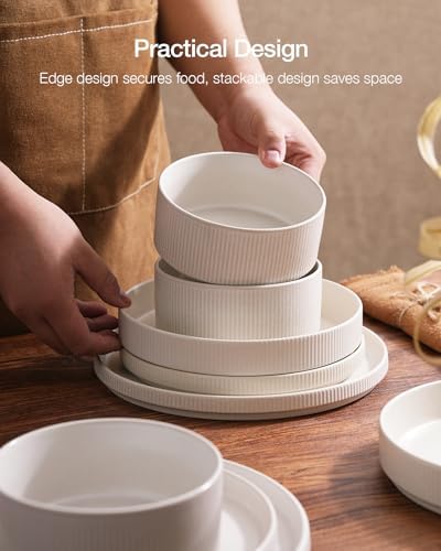 Famiware Star 8-Piece Plates and Bowls, Stoneware Dinnerware Dish Set for 4 - Image 6