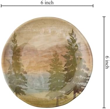 UP At the Lake Melamine Round Dessert Plates, Small Serving Plates, for Appetizer, Snacks, and Side Dishes, Beige, 6 Inch, Set of 4 - Image 3