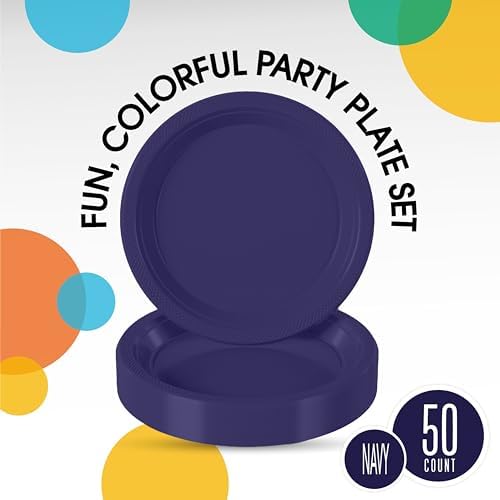 Exquisite Party Solids Sturdy Purple Plastic Plates 10" Party Plates 50 Pcs - Image 2