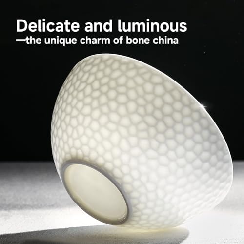 KINGSTONE 18Pcs Hammered Rim White Bone China Set, Service for 6 - Image 4