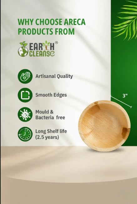 3" Round Palm Leaf Bowl Pack of 250 | 100% Natural, Compostable & Biodegradable Disposable Bowl | Eco-Friendly, Sturdy, Plastic-Free Tableware for Parties, Catering & Takeaway