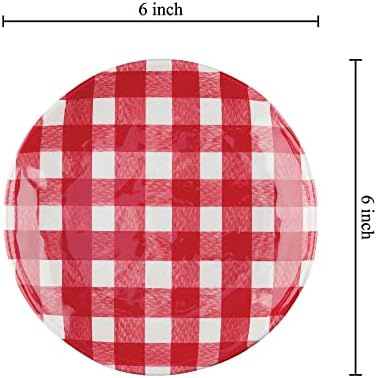 UP Gingham Melamine Round Dessert Plates, Small Serving Plates, for Appetizer, Snacks, and Side Dishes, Red, 6 Inch, Set of 4 - Image 4